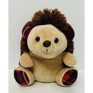 Aurora Tartan Critters Theo The Hedgehog Red Plaid Earmuffs/ Feet 7" Plush Toy